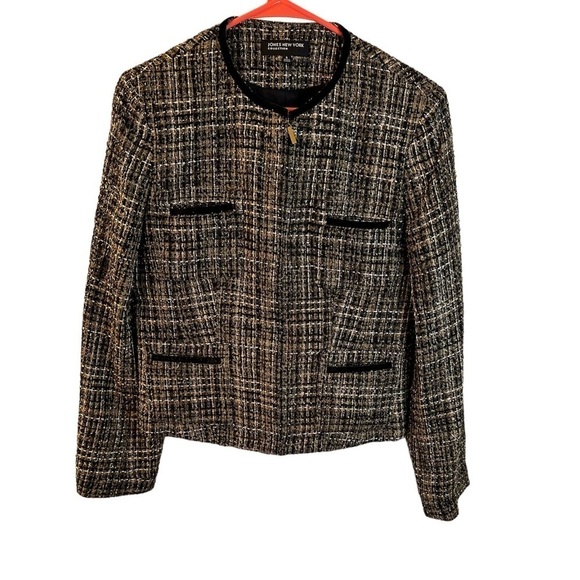 💙3/$20 JONES, New York Tweed Metallic Jacket Size 6 - Picture 1 of 10